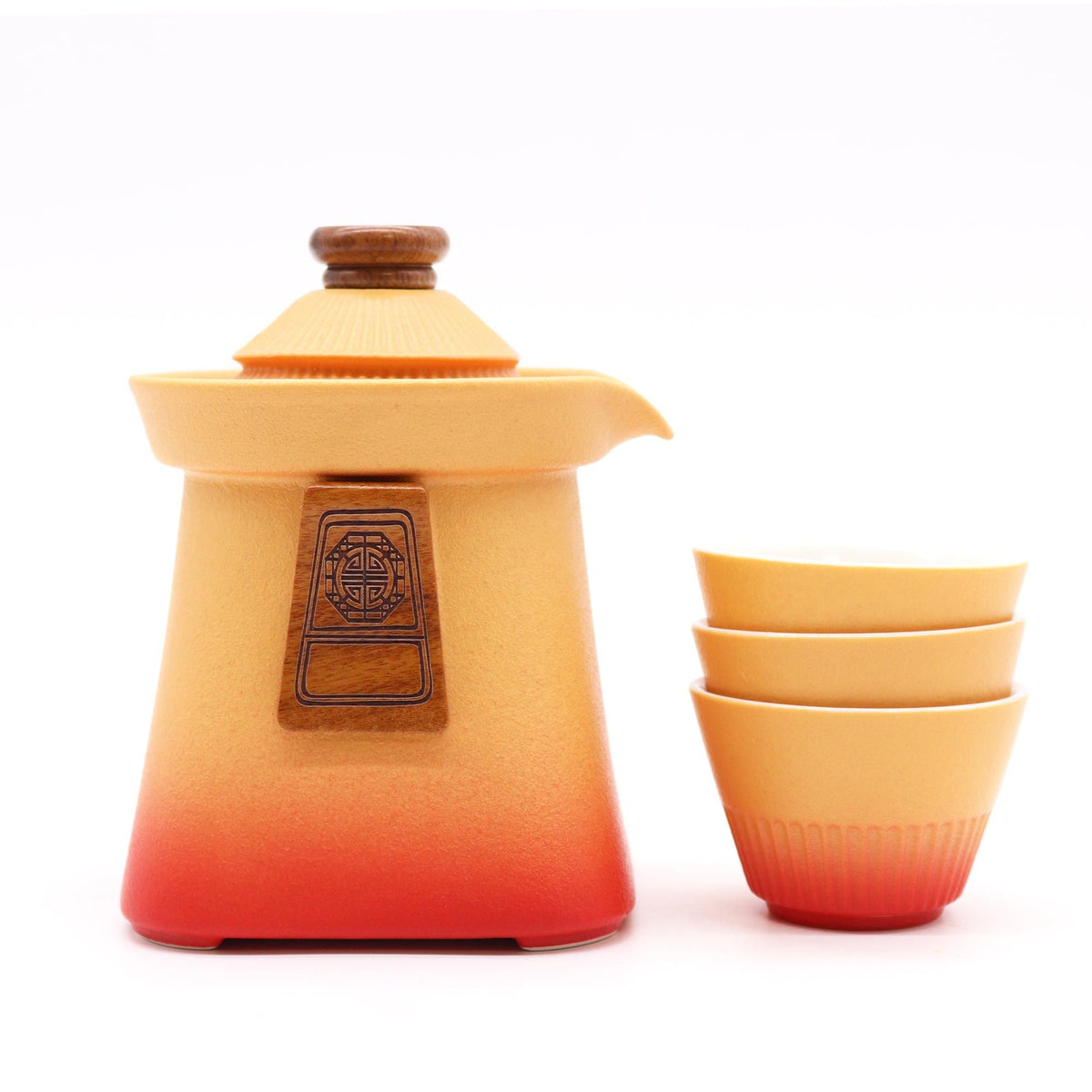 Juego de tetera Temple y tres tazas - Tierra Naranja - Tienda Online de Productos Naturales y Ecológicos