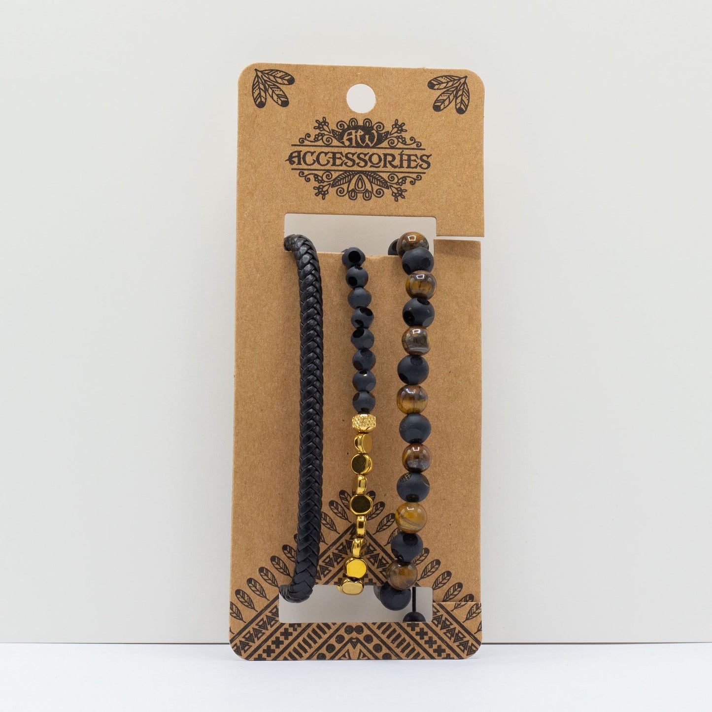 Set de Pulseras para Hombre - Negro y Tostado - Tienda Online de Productos Naturales y Ecológicos