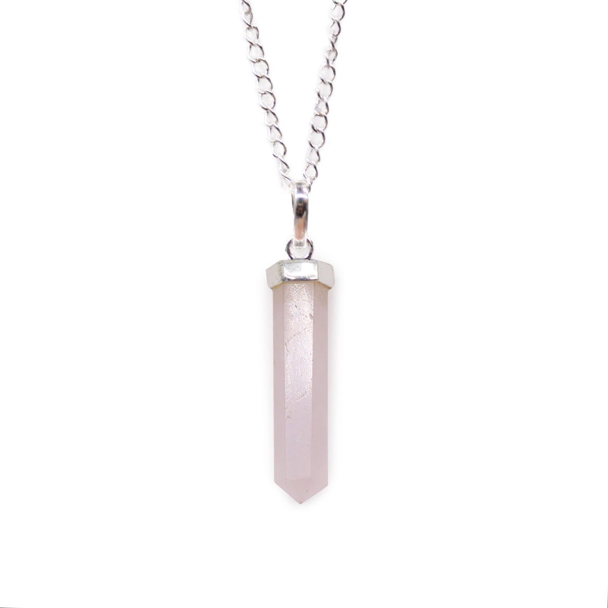 Colgante de Punto Clásico de Piedras Preciosas - Cuarzo Rosa - Tienda Online de Productos Naturales y Ecológicos