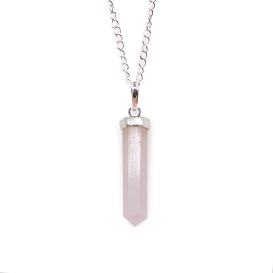 Colgante de Punto Clásico de Piedras Preciosas - Cuarzo Rosa - Tienda Online de Productos Naturales y Ecológicos