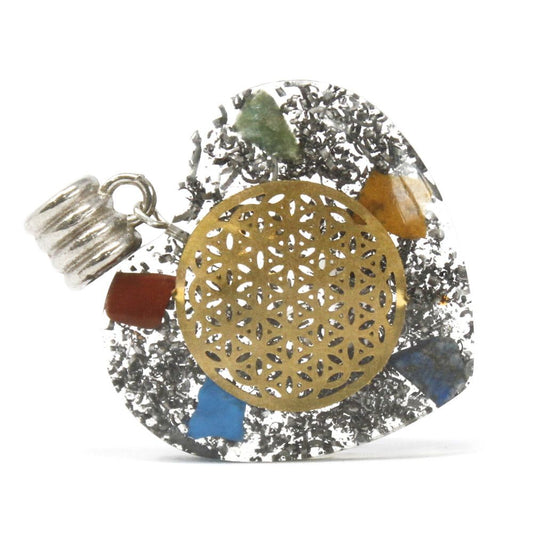 Colgante de Orgonita - Corazón de chakra de 7 piedras - Tienda Online de Productos Naturales y Ecológicos