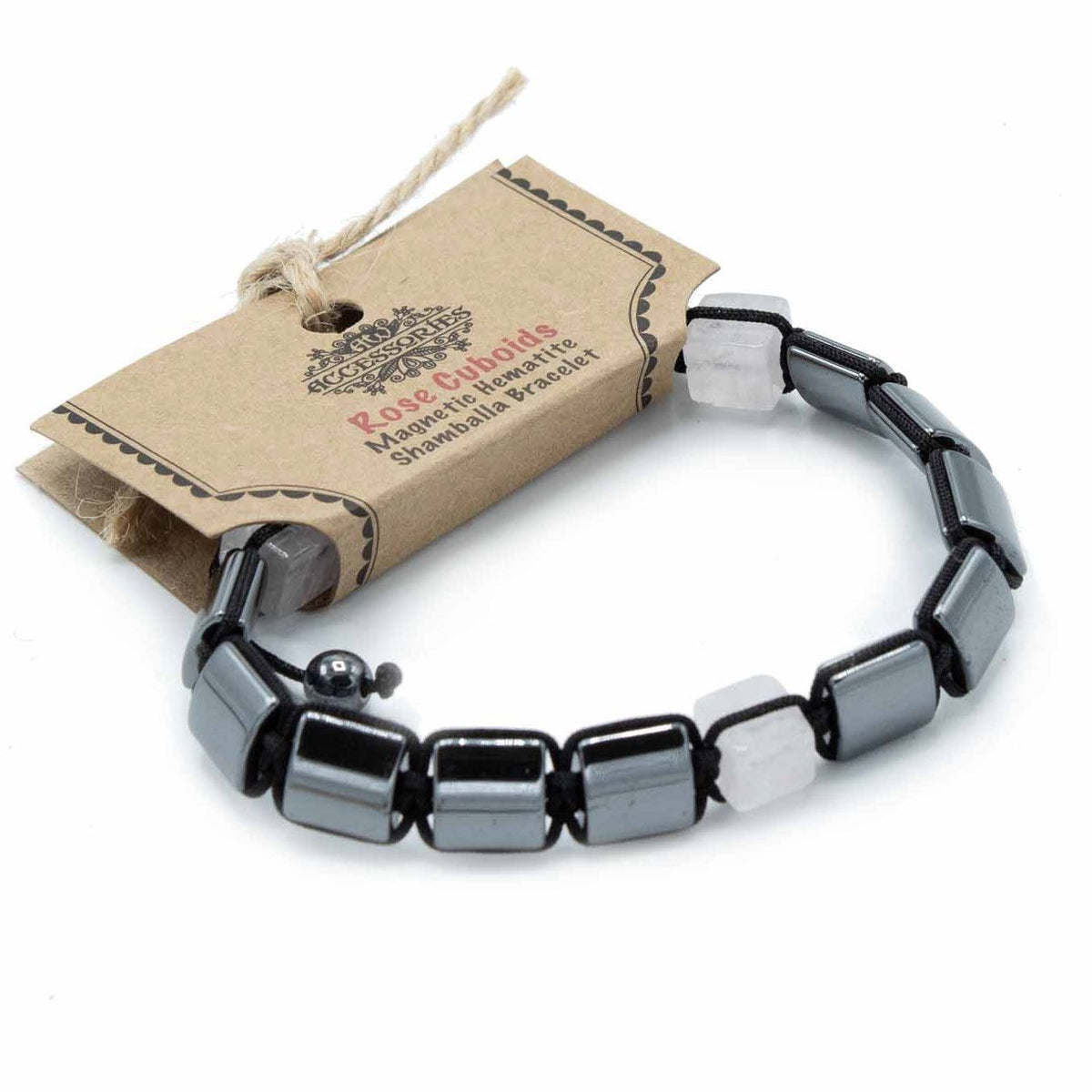 Pulsera Magnética Shamballa de Hematita -  Cuboides Rosas - Tienda Online de Productos Naturales y Ecológicos