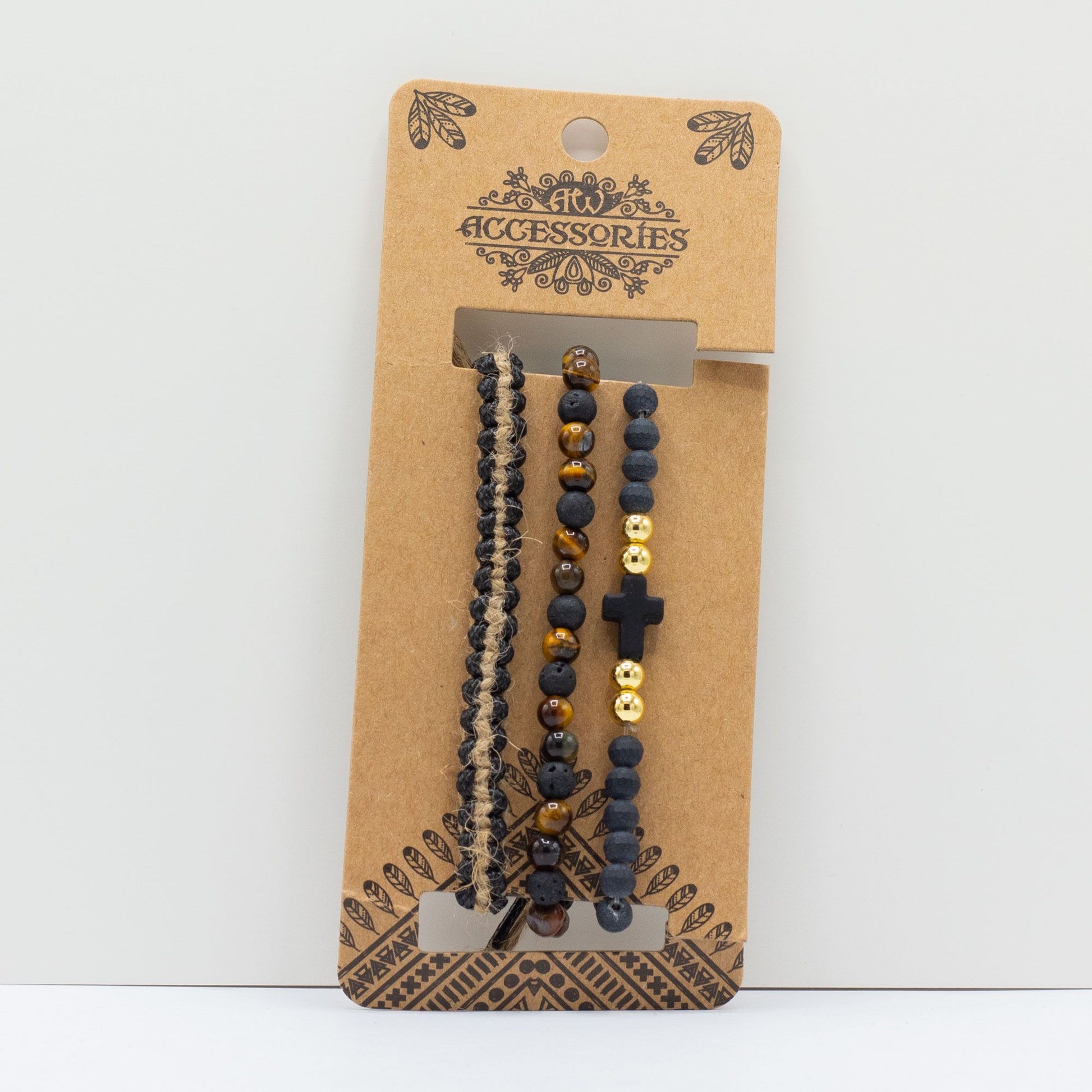 Set de Pulseras para Hombre - Negro y Tostado - Tienda Online de Productos Naturales y Ecológicos