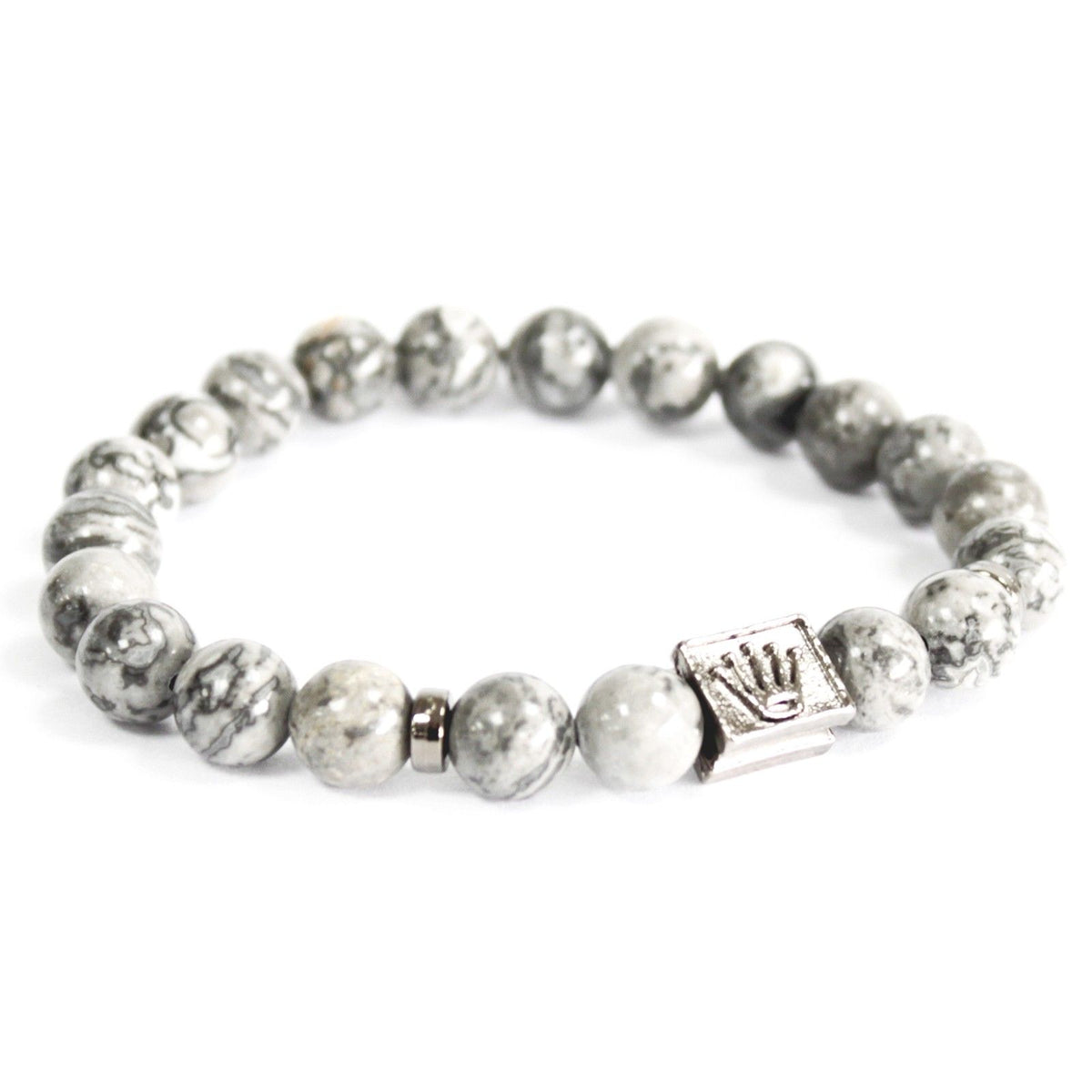 Corona Lingotes / gris ágata - Pulsera de piedras preciosas - Tienda Online de Productos Naturales y Ecológicos