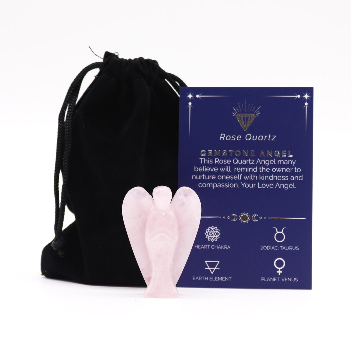Ángel de piedra preciosa tallada a mano - cuarzo rosa - Tienda Online de Productos Naturales y Ecológicos