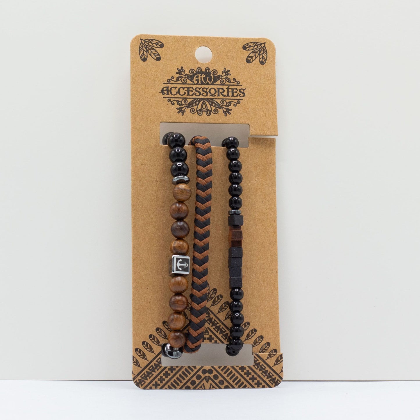 Set de Pulseras para Hombre - Negro y Tostado - Tienda Online de Productos Naturales y Ecológicos