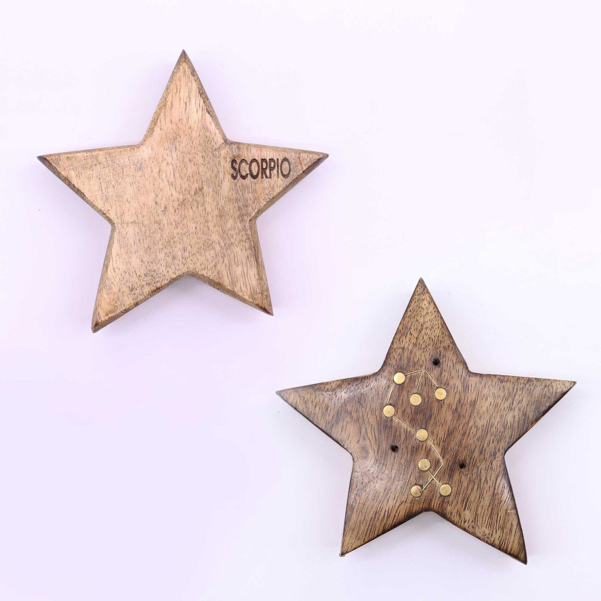 Quemador de incienso con signos del zodíaco de latón grabado - Estrella - Tienda Online de Productos Naturales y Ecológicos