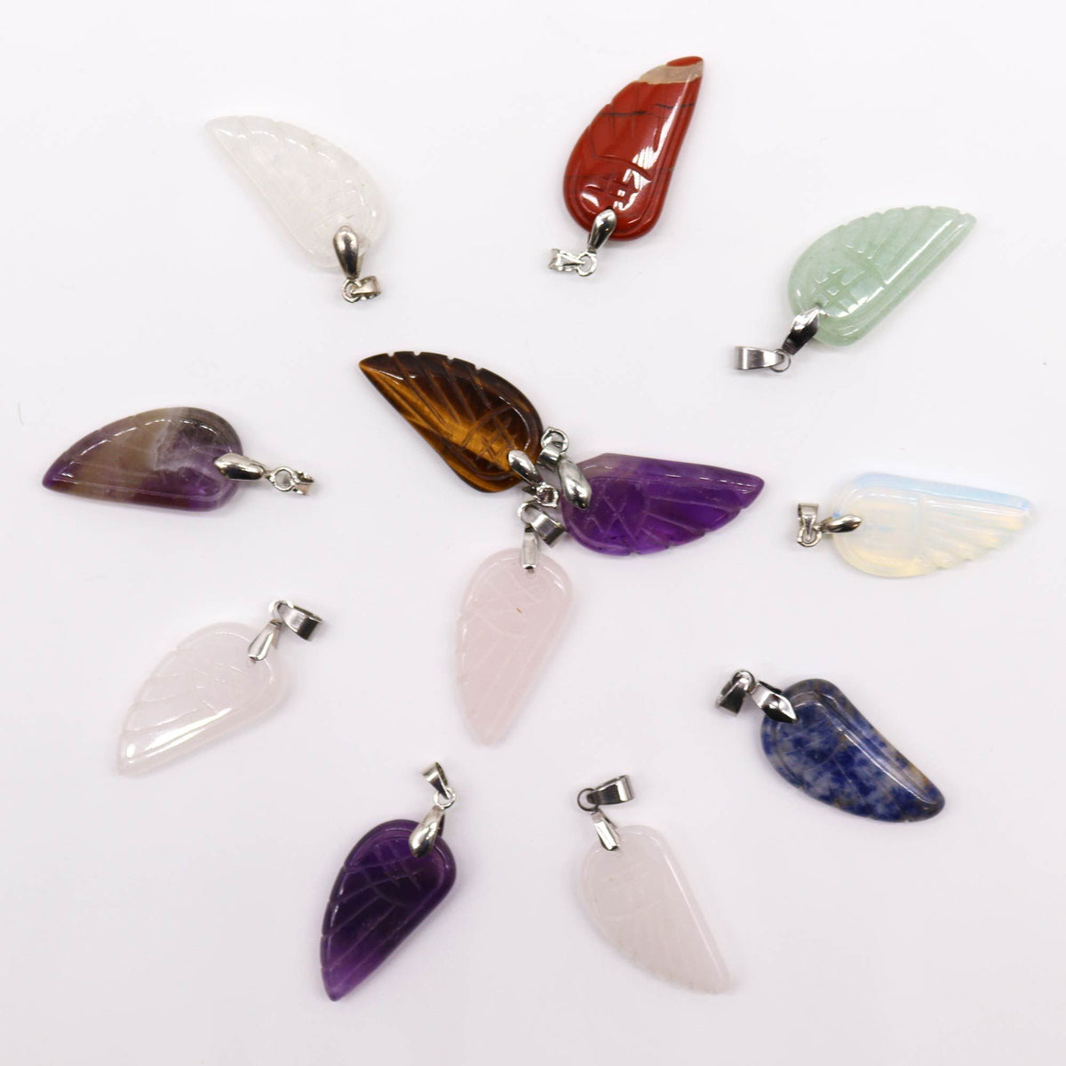 Colgantes Piedra Preciosa Alas de Ángel - 28x15mm - Tienda Online de Productos Naturales y Ecológicos