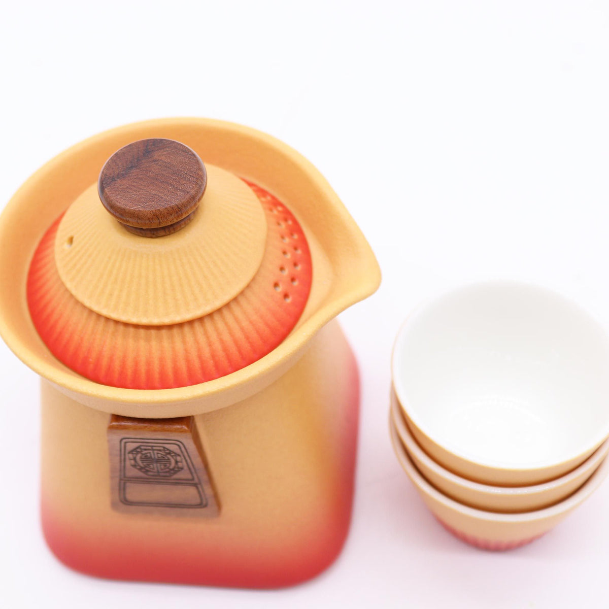Juego de tetera Temple y tres tazas - Tierra Naranja - Tienda Online de Productos Naturales y Ecológicos