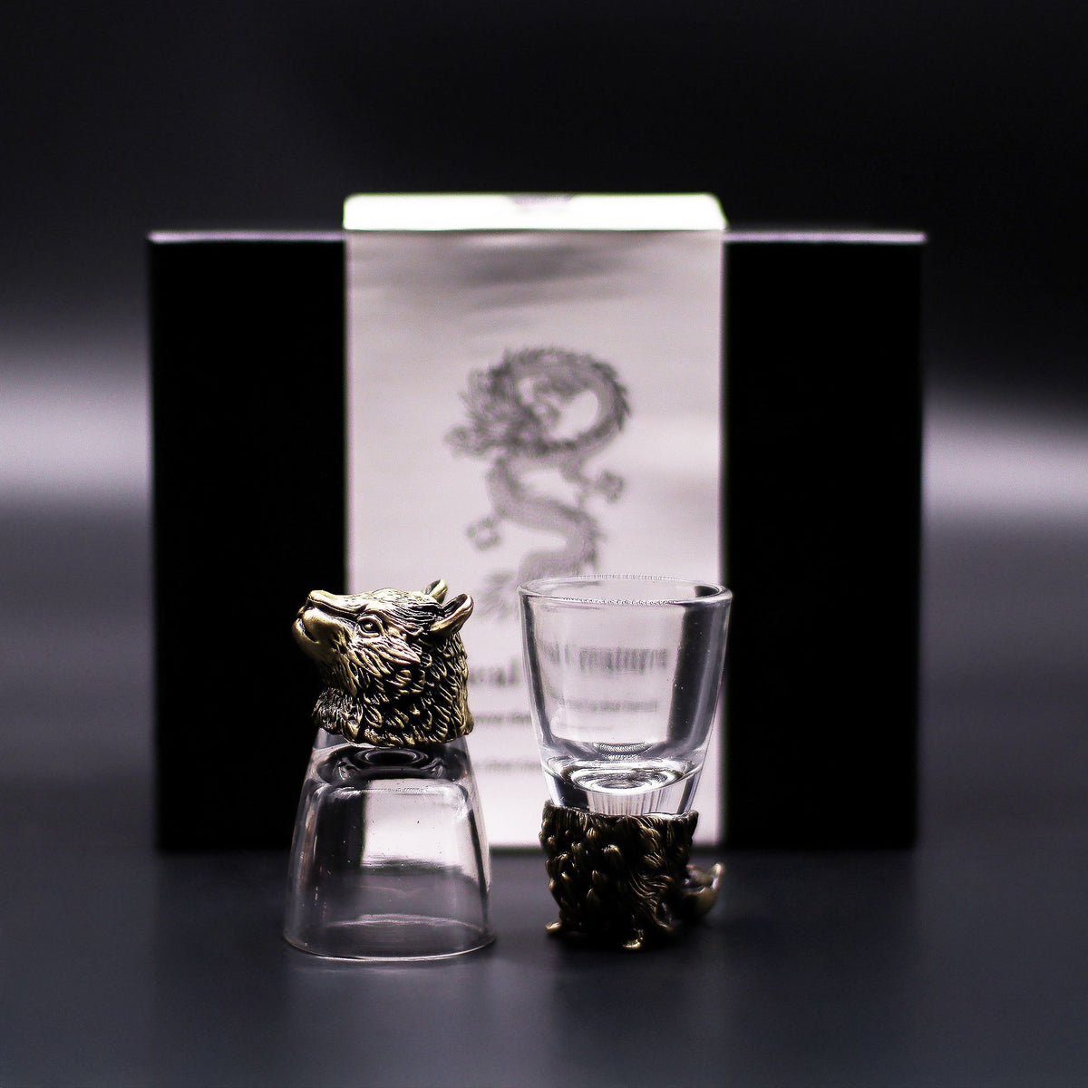 Conjunto regalo de 6 vasos de chupito (50 ml) - Criaturas Salvajes del Bosque - Bronce antiguo