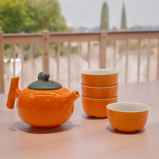 Set de Tetera - Naranja - Tetera & Cuatro tazas - Tienda Online de Productos Naturales y Ecológicos