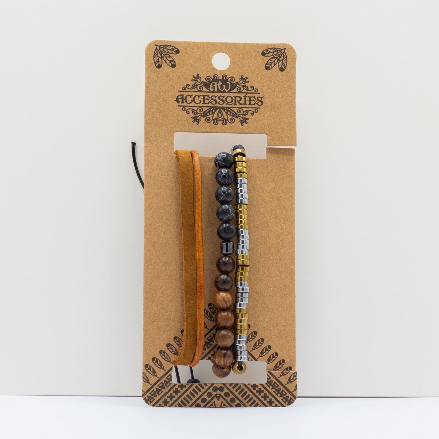 Set de Pulseras para Hombre - Negro y Tostado - Tienda Online de Productos Naturales y Ecológicos