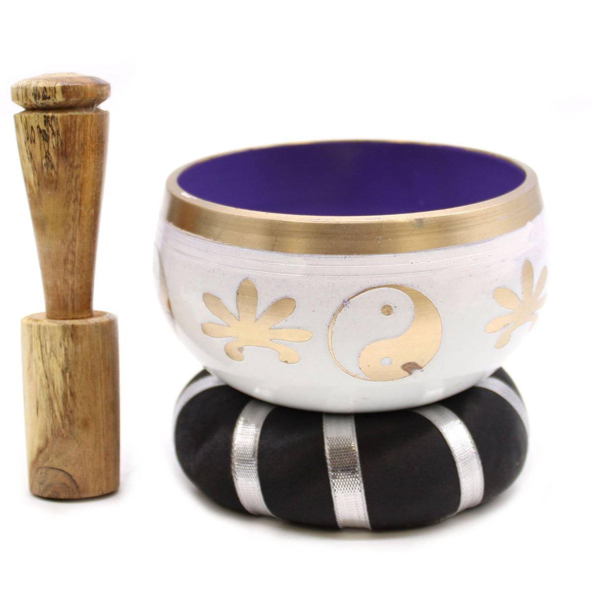Juego de Cuenco Tibetano - Yin & Yang - Blanco/Morado 10,7 cm - Tienda Online de Productos Naturales y Ecológicos
