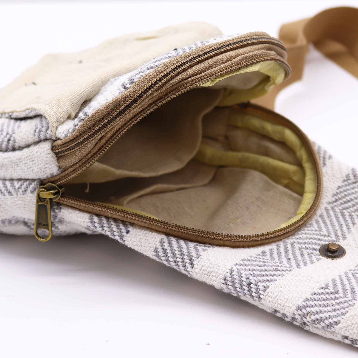 Bolso Bandolera de Algodon Natural - Gris y Blanco - Tienda Online de Productos Naturales y Ecológicos