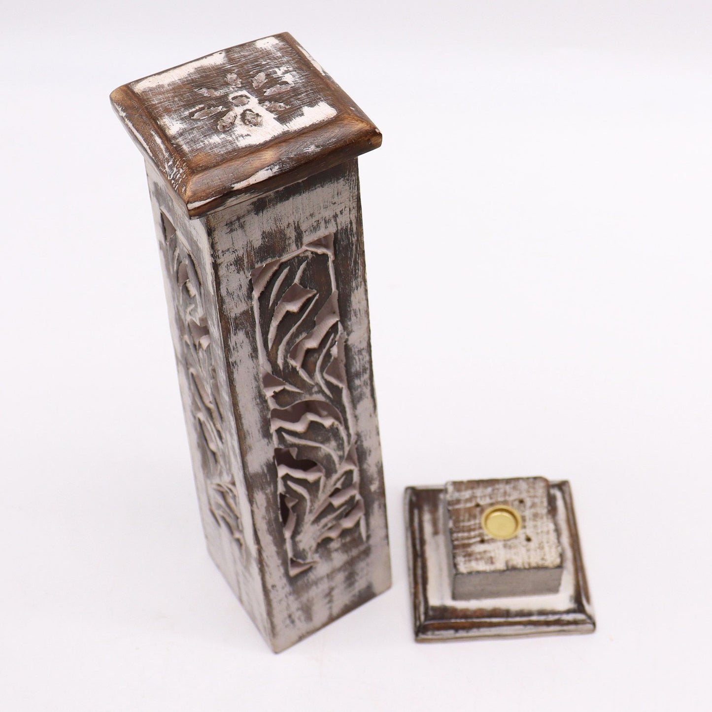 Tapered Incense Tower Washed Des2 - Mango Wood - Tienda Online de Productos Naturales y Ecológicos