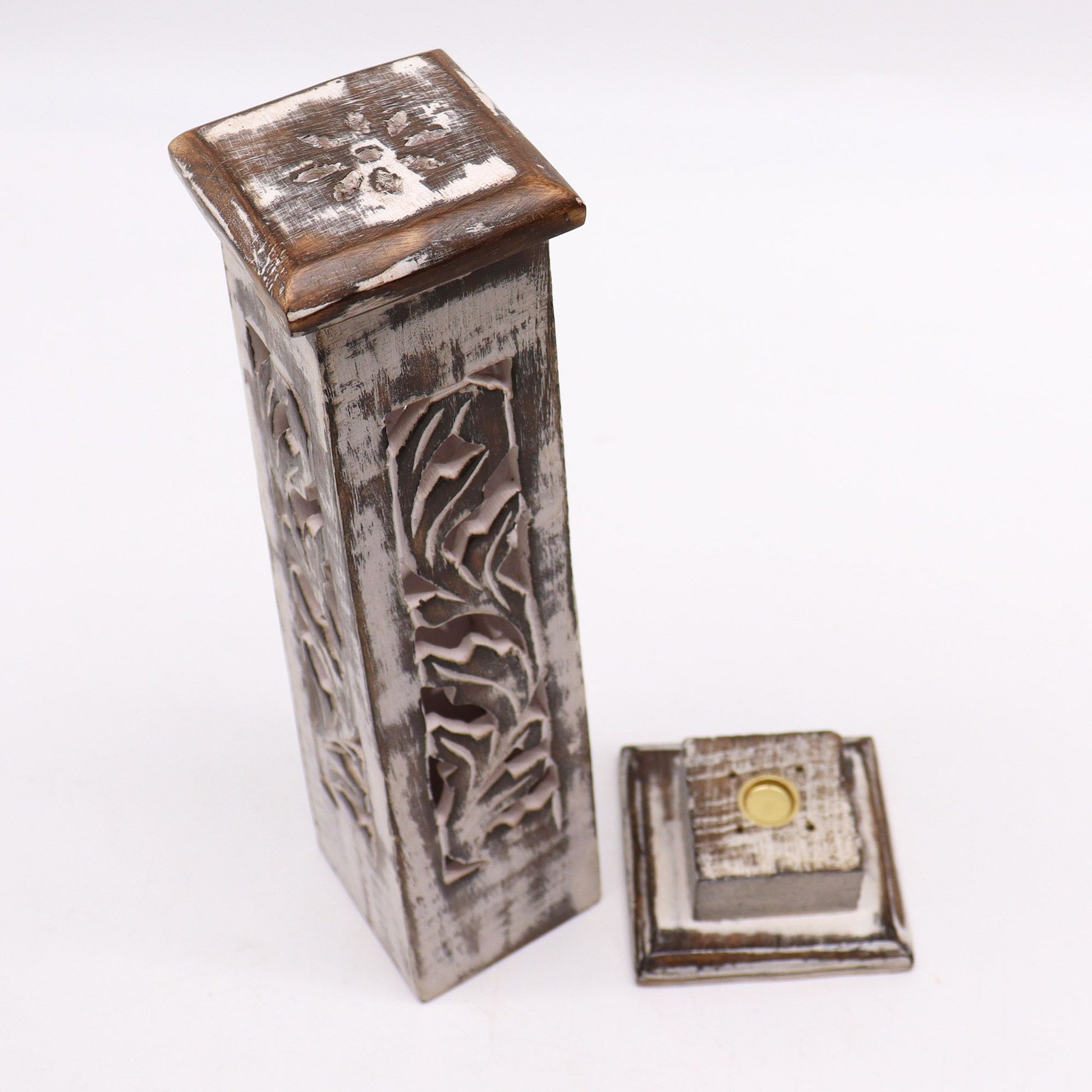 Tapered Incense Tower Washed Des2 - Mango Wood - Tienda Online de Productos Naturales y Ecológicos