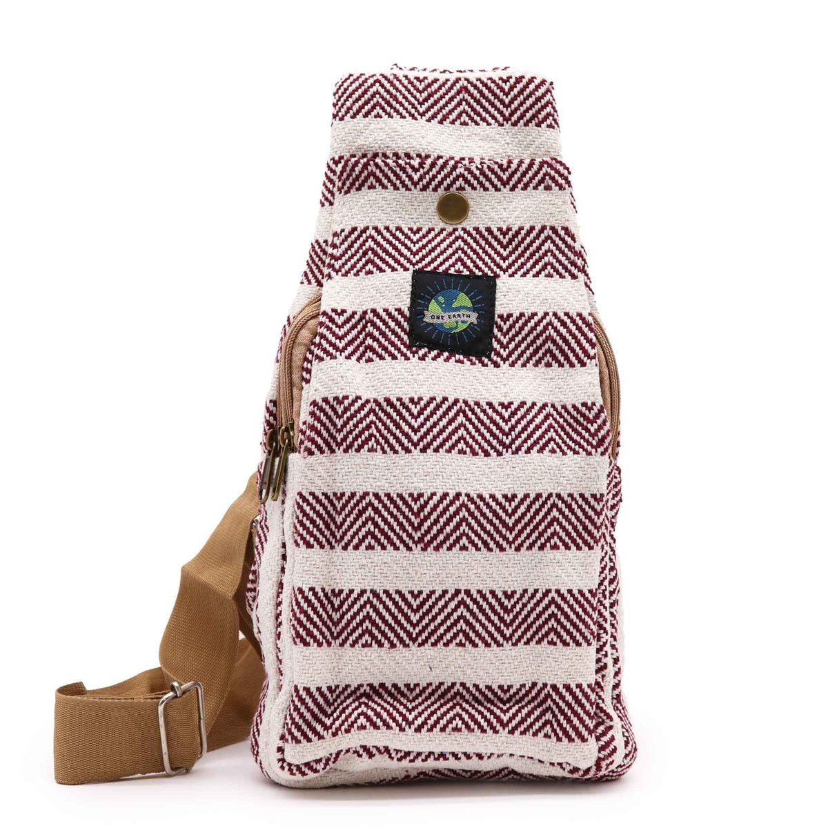 Bolso Bandolera de Algodon Natural - Burdeos y Blanco - Tienda Online de Productos Naturales y Ecológicos