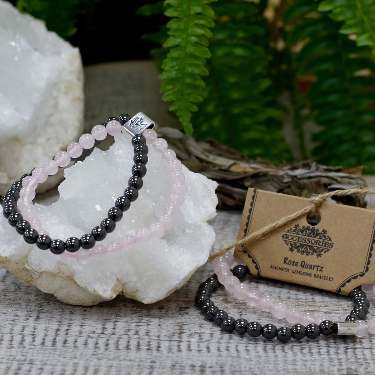 Pulsera de Piedras Preciosas Magnéticas - Cuarzo rosa - Tienda Online de Productos Naturales y Ecológicos