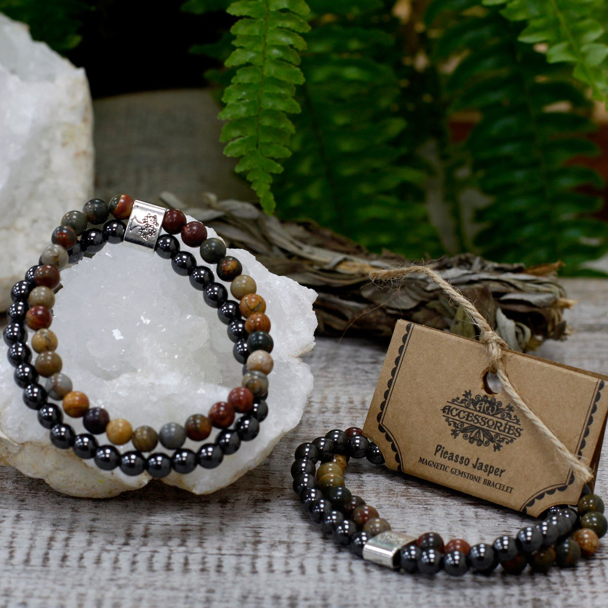 Pulsera de Piedras Preciosas Magnéticas - Jaspe Picasso - Tienda Online de Productos Naturales y Ecológicos