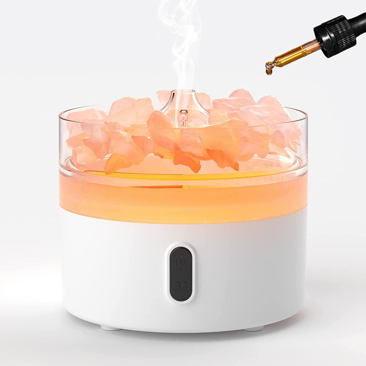 Difusor de Aroma de Sal del Himalaya - Luz Nocturna - USB-C - Efecto Llama (Sal incluida) - Tienda Online de Productos Naturales y Ecológicos