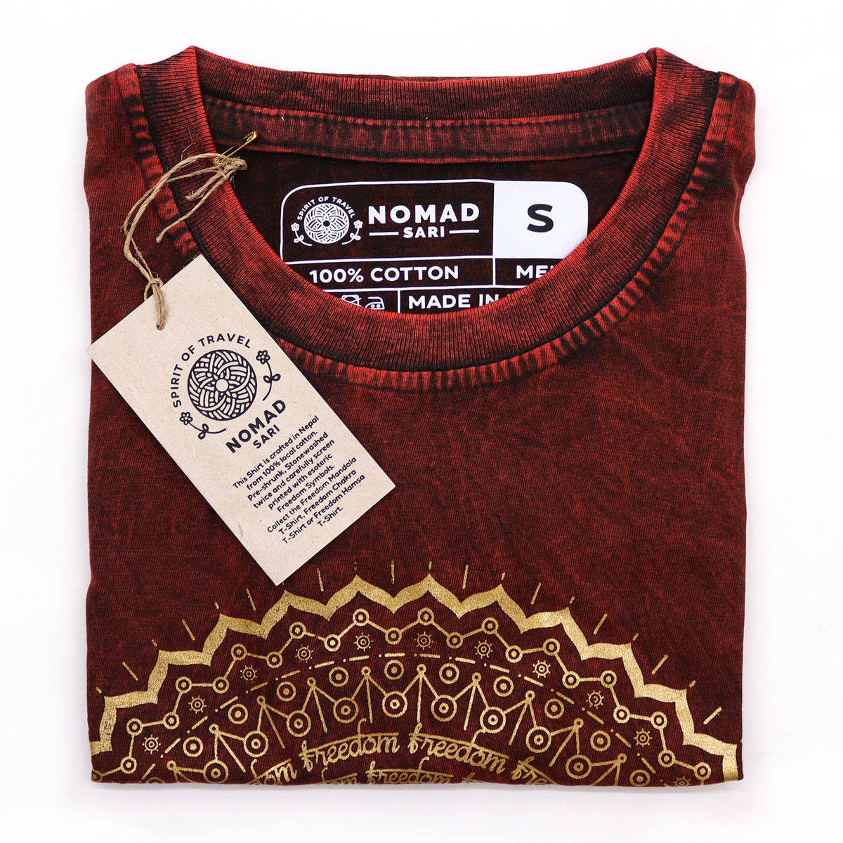 Camiseta Nomad Sari pequeña - Mandala - Granate - Tienda Online de Productos Naturales y Ecológicos