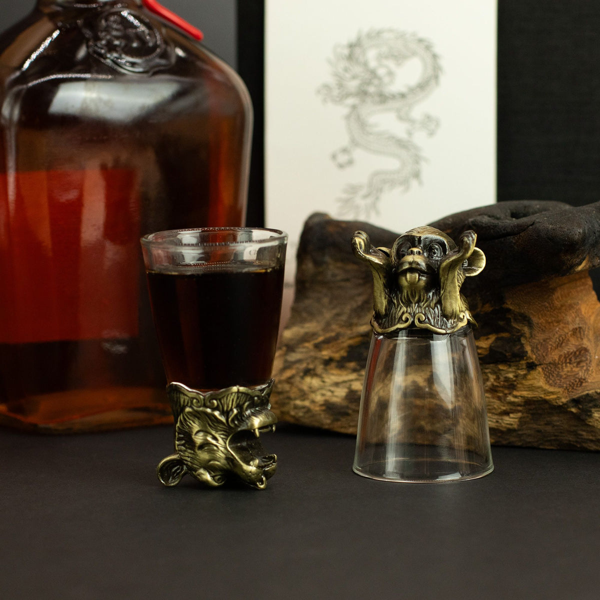 Vasos de chupito Bottom Up (25ml) - Bosque y Criaturas Místicas - Bronce Antiguo - Tienda Online de Productos Naturales y Ecológicos