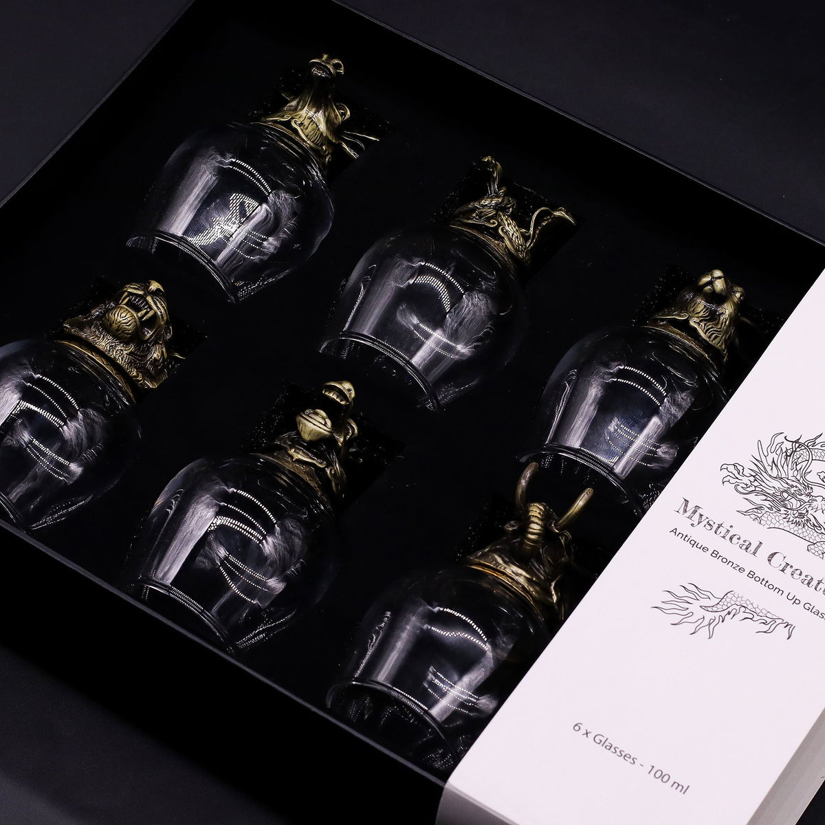 Set de regalo de 6 vasos (100 ml) - Criaturas Místicas - Bronce Antiguo - Tienda Online de Productos Naturales y Ecológicos