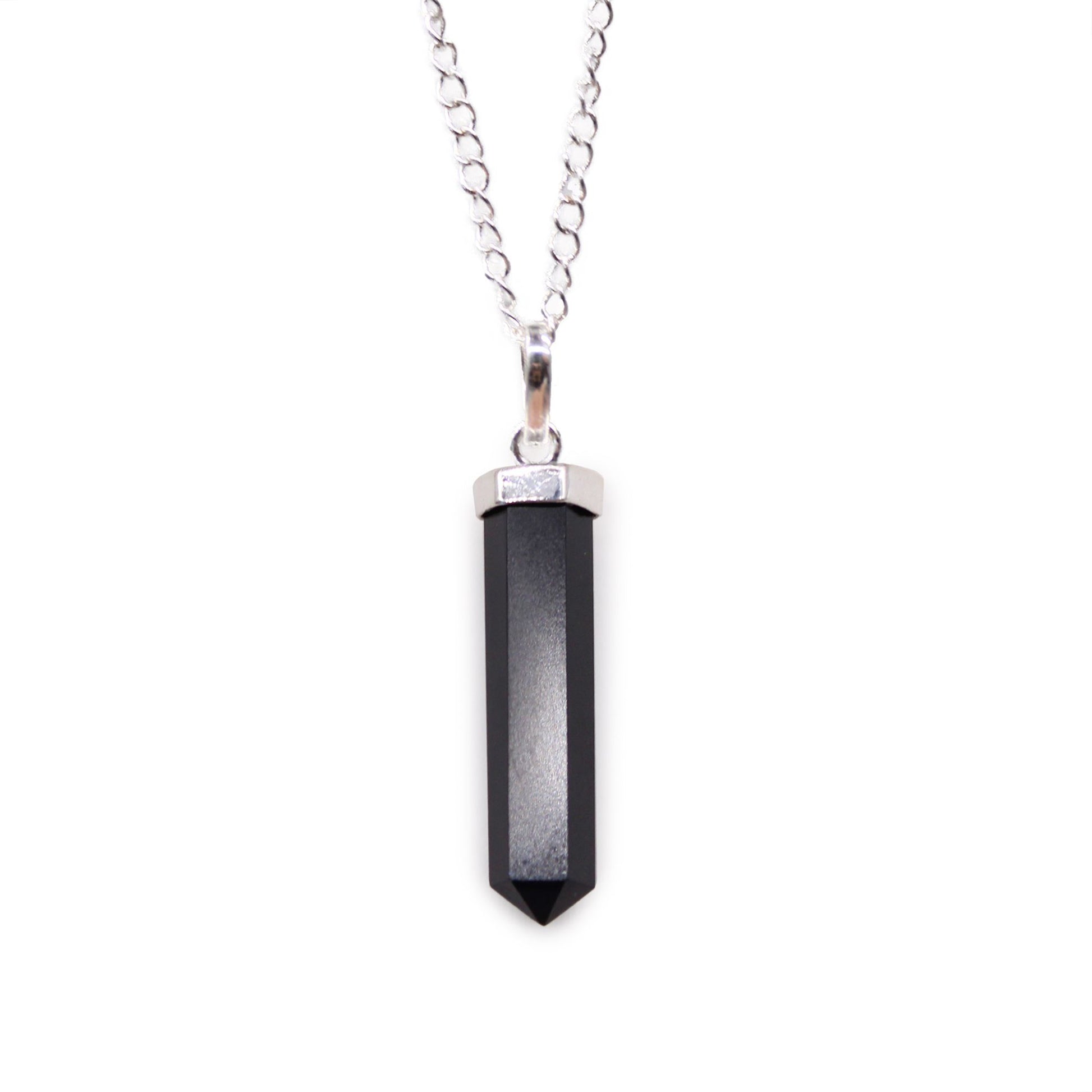 Colgante de Punto Clásico de Piedras Preciosas - Ágata Negra - Tienda Online de Productos Naturales y Ecológicos