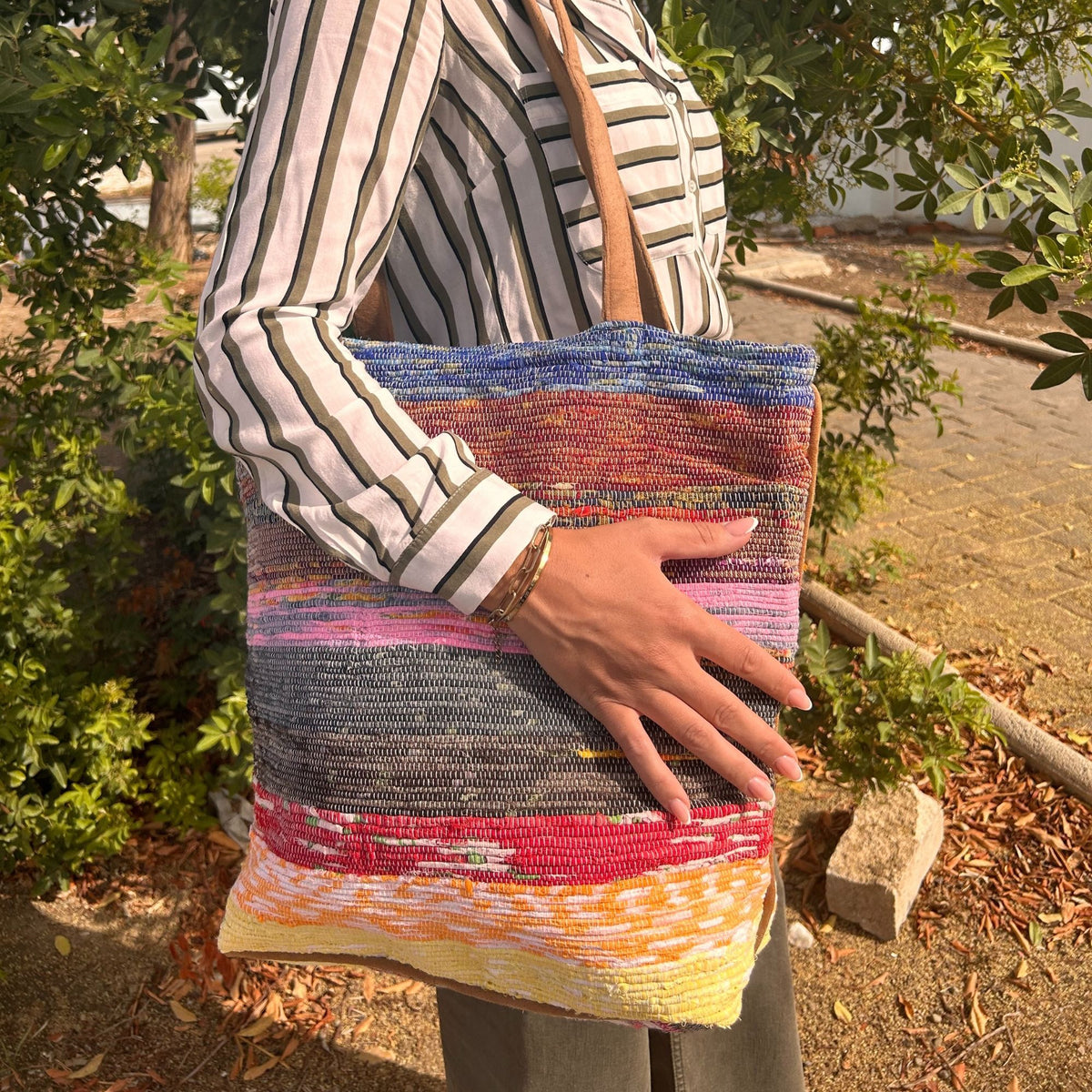 Bolso Grande de Tapetes Reciclados - Tonos Lavanda - Tienda Online de Productos Naturales y Ecológicos