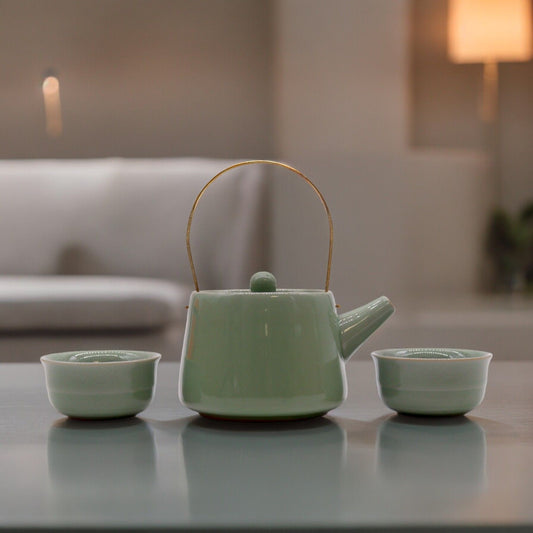 Set de Tetera - Verde - Tetera & Dos Tazas - Tienda Online de Productos Naturales y Ecológicos