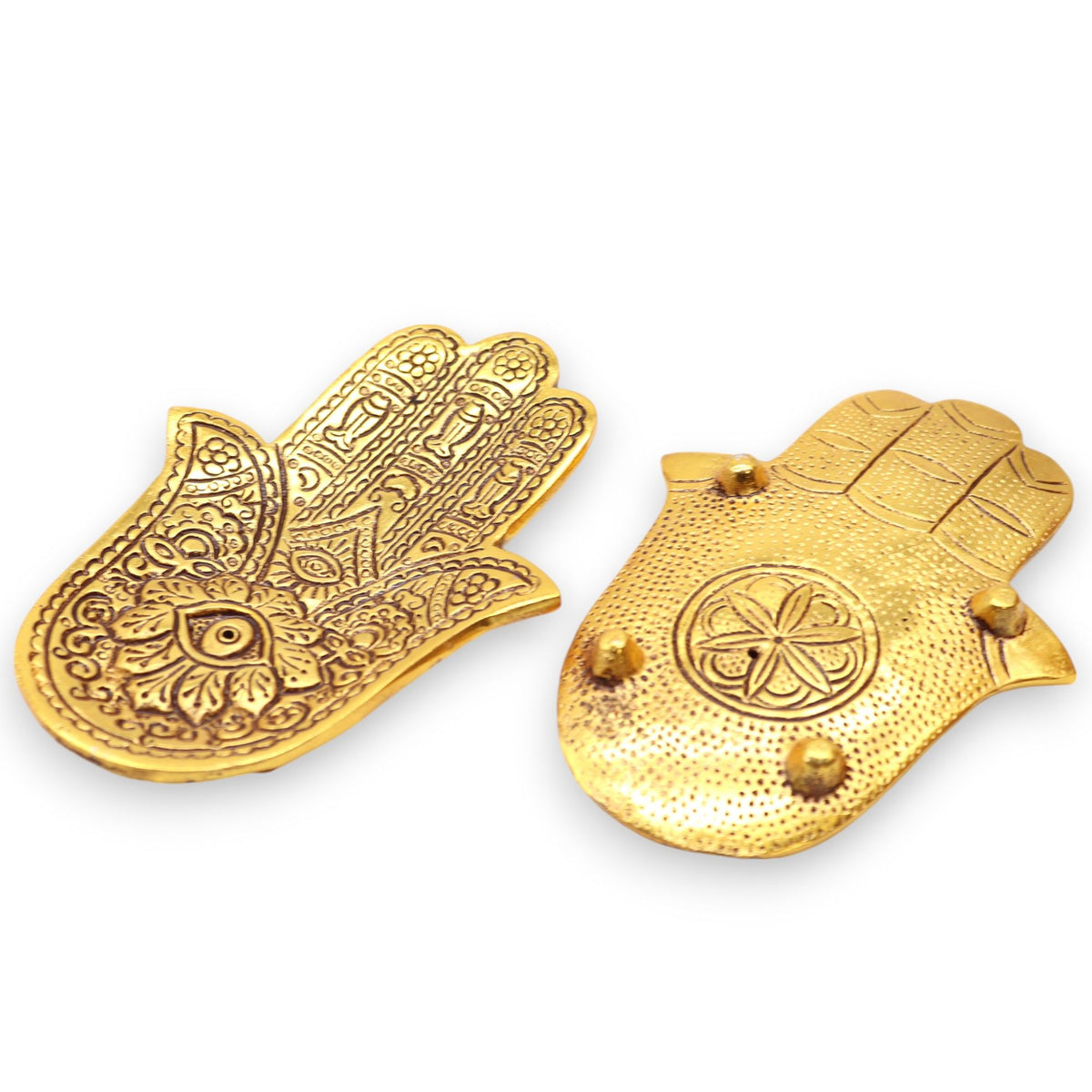 Porta-incienso Hamsa Pequeño Aluminio Dorado 13x5.5cm - Tienda Online de Productos Naturales y Ecológicos