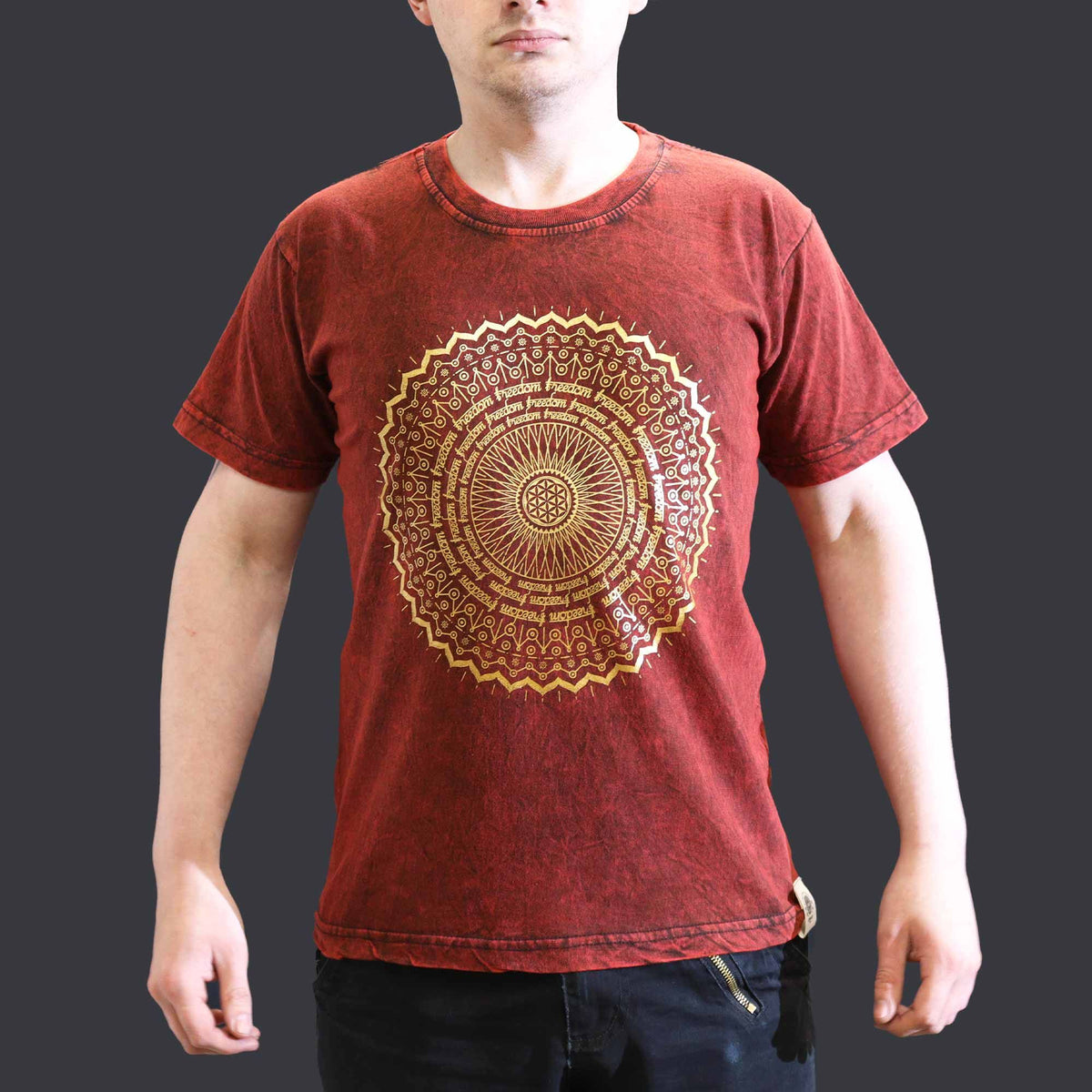 Camiseta Nomad Sari pequeña - Mandala - Granate - Tienda Online de Productos Naturales y Ecológicos