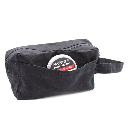Neceser de algodón negro 10 oz - cuadrado clasico