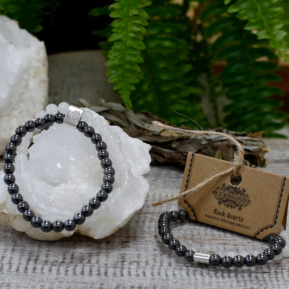 Pulsera de Piedras Preciosas Magnéticas - Cuarzo Blanco - Tienda Online de Productos Naturales y Ecológicos