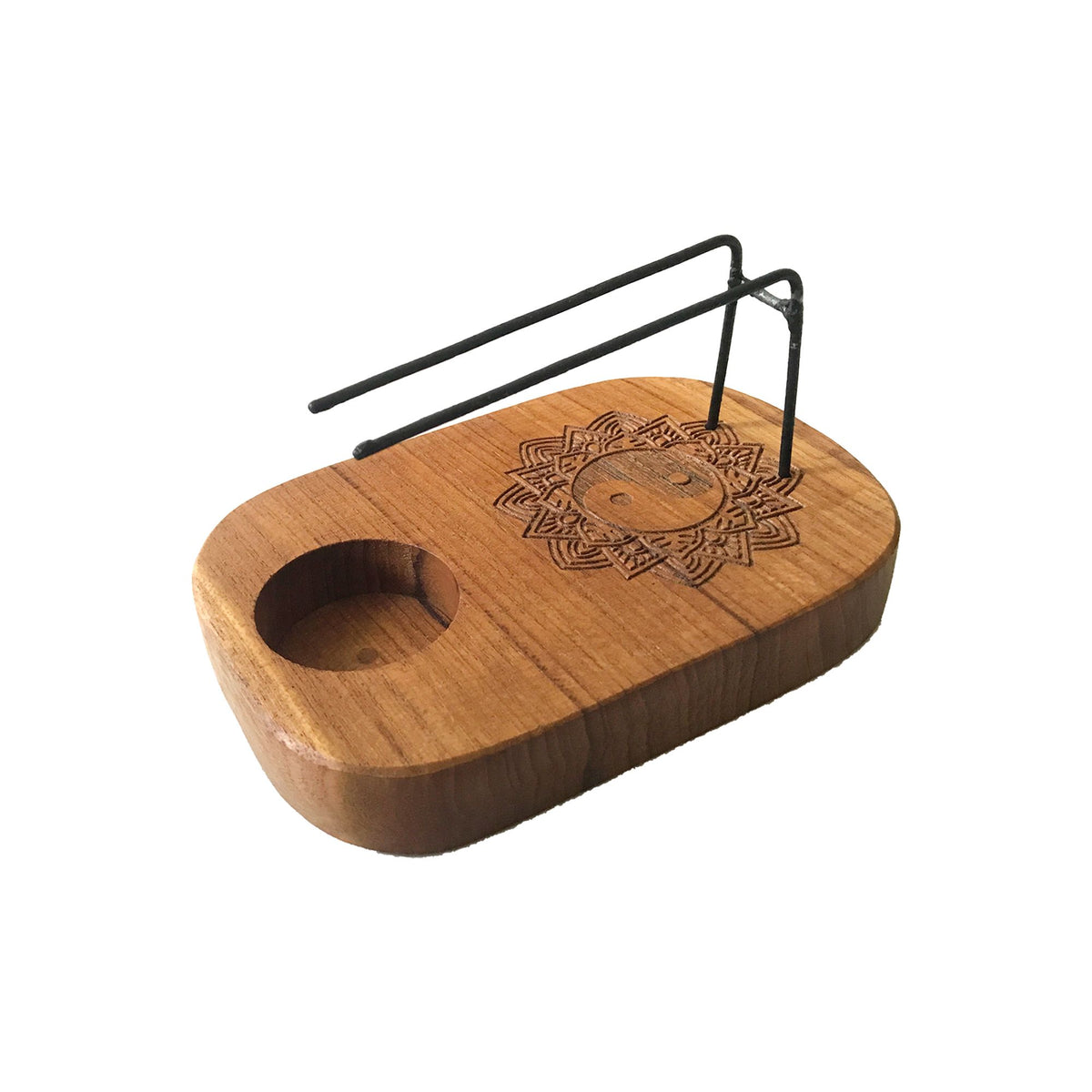 Calentador Palo Santo - Madera de Teca - Diseño Yin y Yang - Tienda Online de Productos Naturales y Ecológicos