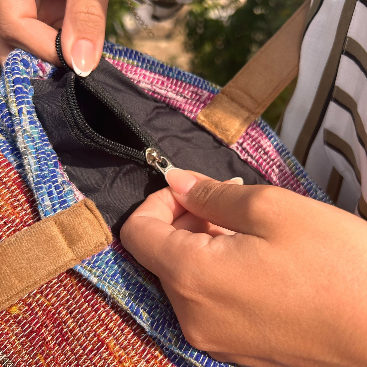 Bolso Grande de Tapetes Reciclados - Tonos Lavanda - Tienda Online de Productos Naturales y Ecológicos