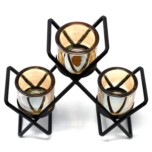 Candelabro de Hierro - Triangulo- 3 Tazas - Tienda Online de Productos Naturales y Ecológicos