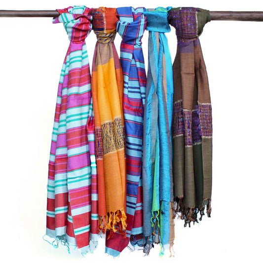 Bufandas bohemias indias grandes - 75x180 - Azules aleatorios - Tienda Online de Productos Naturales y Ecológicos