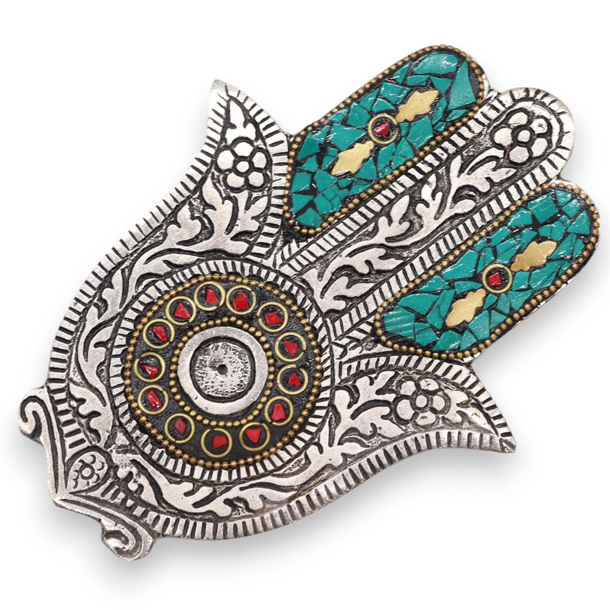 Porta-incienso Hamsa Verde Pequeño 13x5.5cm - Tienda Online de Productos Naturales y Ecológicos