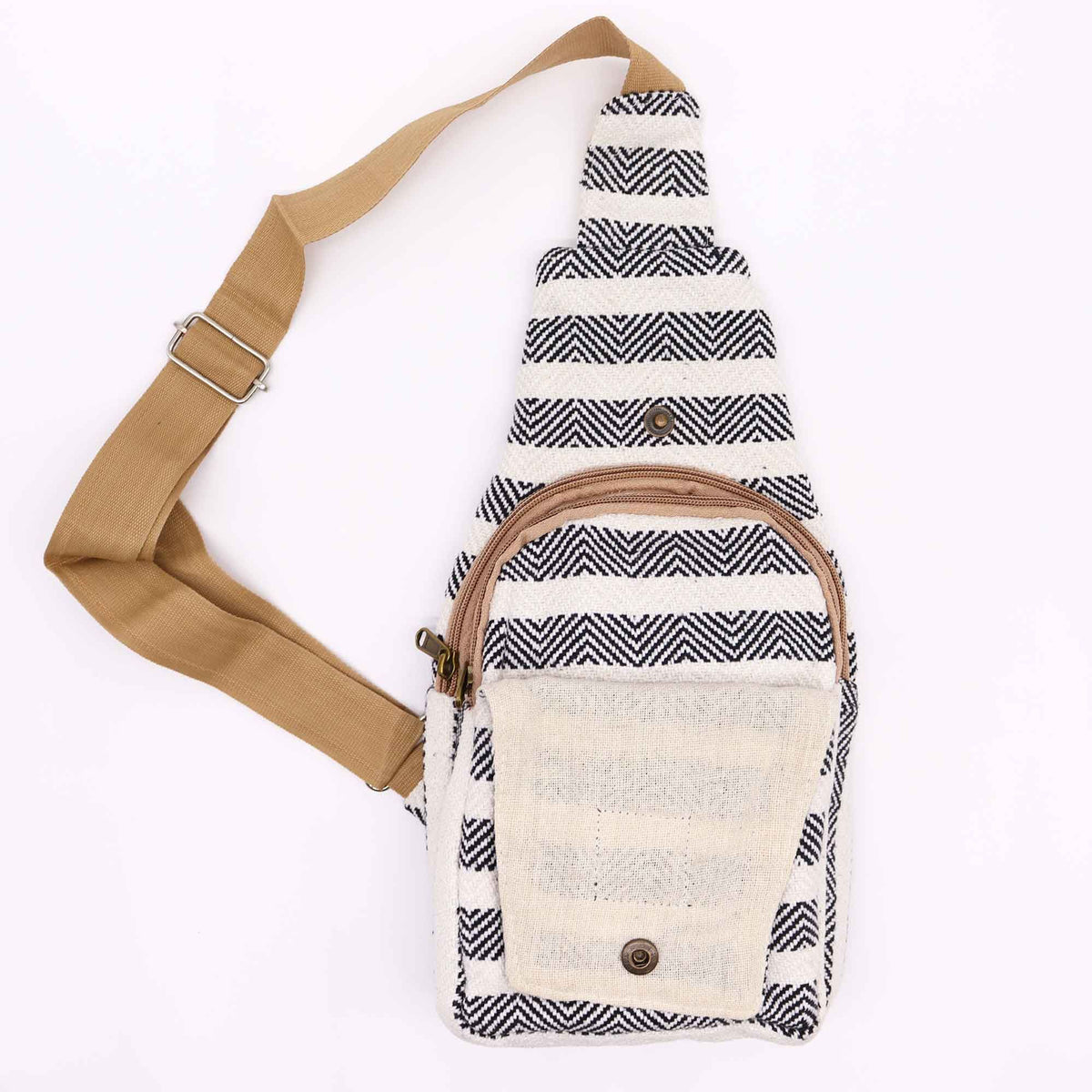 Bolso Bandolera de Algodon Natural - Blanco y Negro - Tienda Online de Productos Naturales y Ecológicos