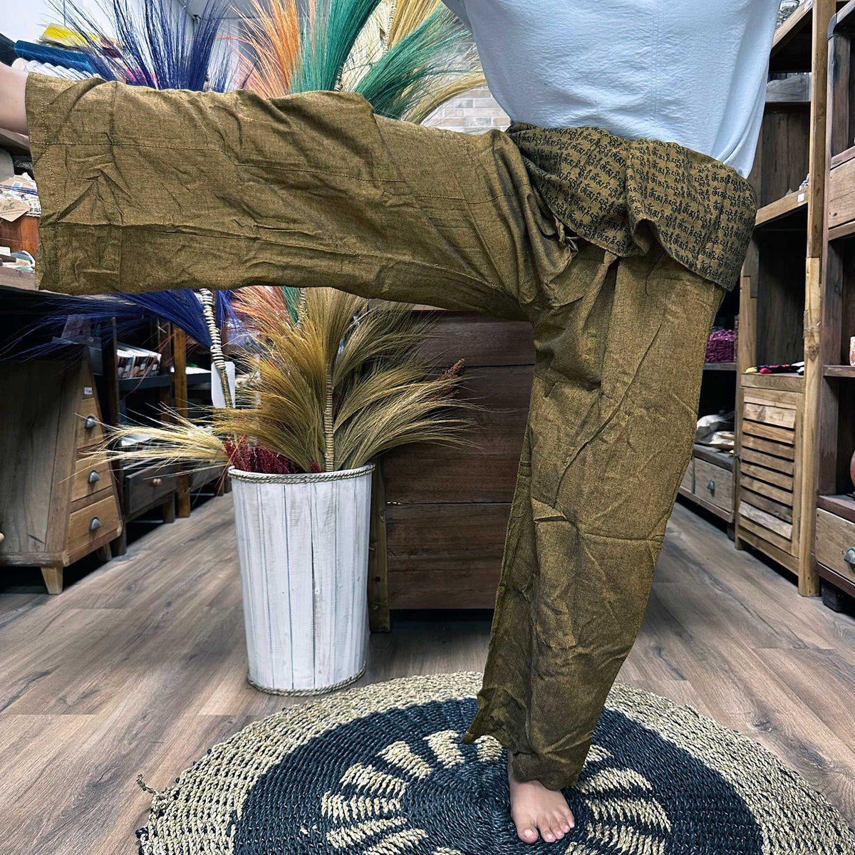 Pantalones de yoga y festivales - Mantra mandala del pescador tailandés en naranja - Tienda Online de Productos Naturales y Ecológicos