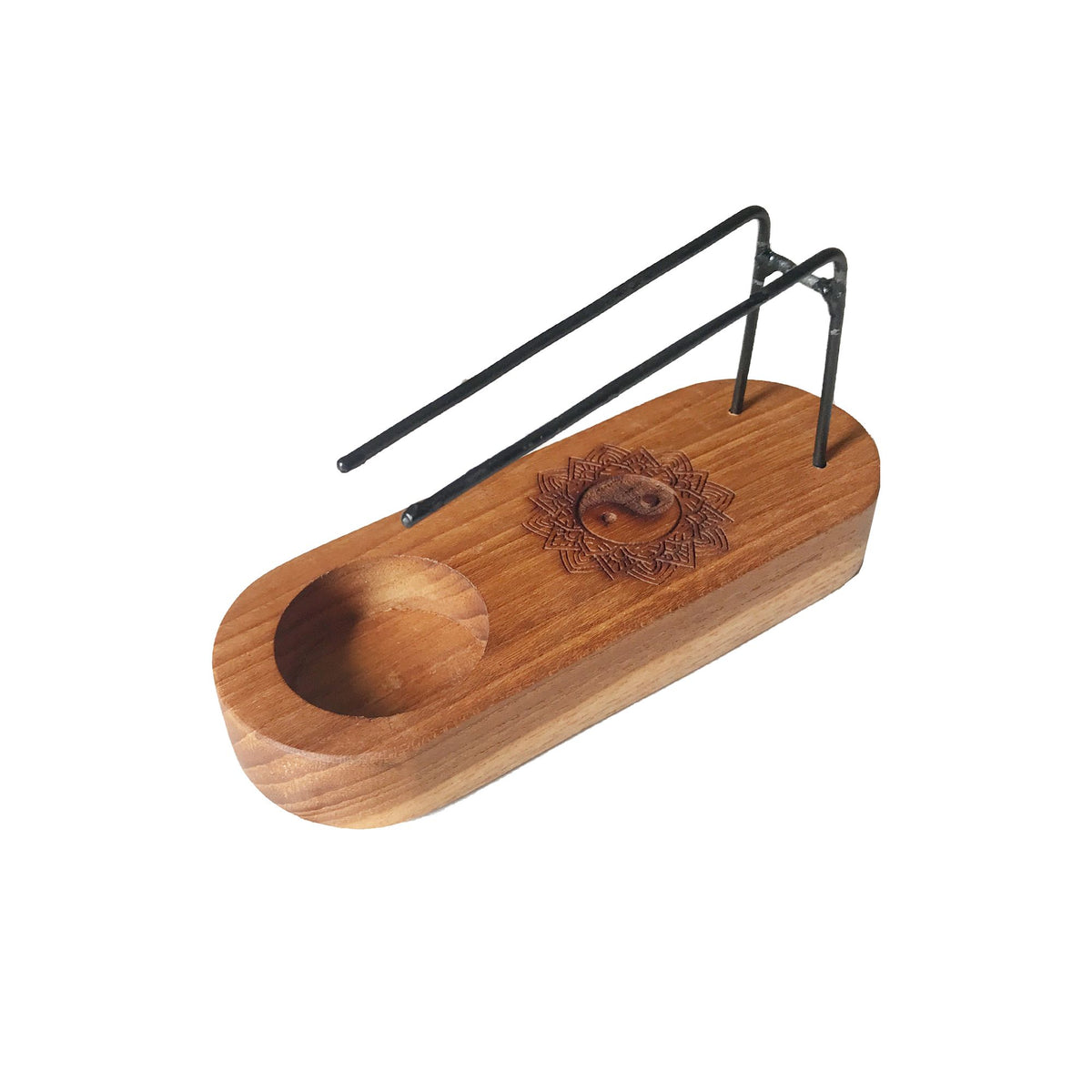 Calentador Palo Santo Pequeño - Madera de Teca - Diseño Yin y Yang - Tienda Online de Productos Naturales y Ecológicos