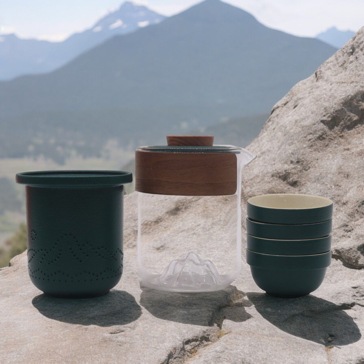 Set de Tetera - Viaje Montaña -Tetera & Cuatro Tazas & Estuche de viaje - Tienda Online de Productos Naturales y Ecológicos