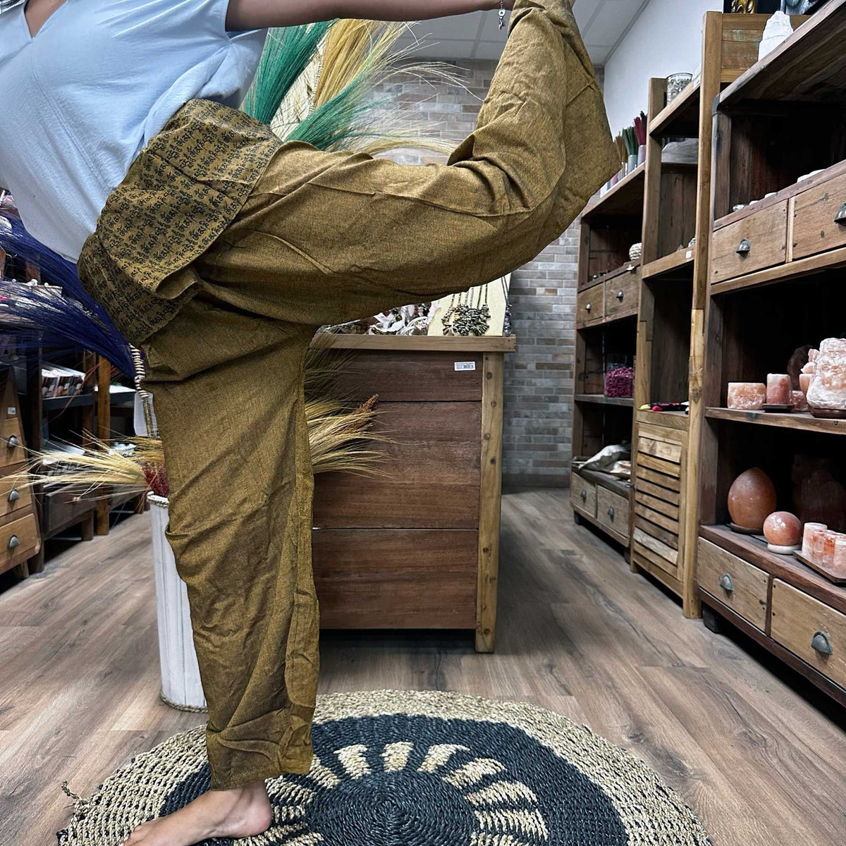 Pantalones de yoga y festivales - Mantra mandala del pescador tailandés en naranja - Tienda Online de Productos Naturales y Ecológicos