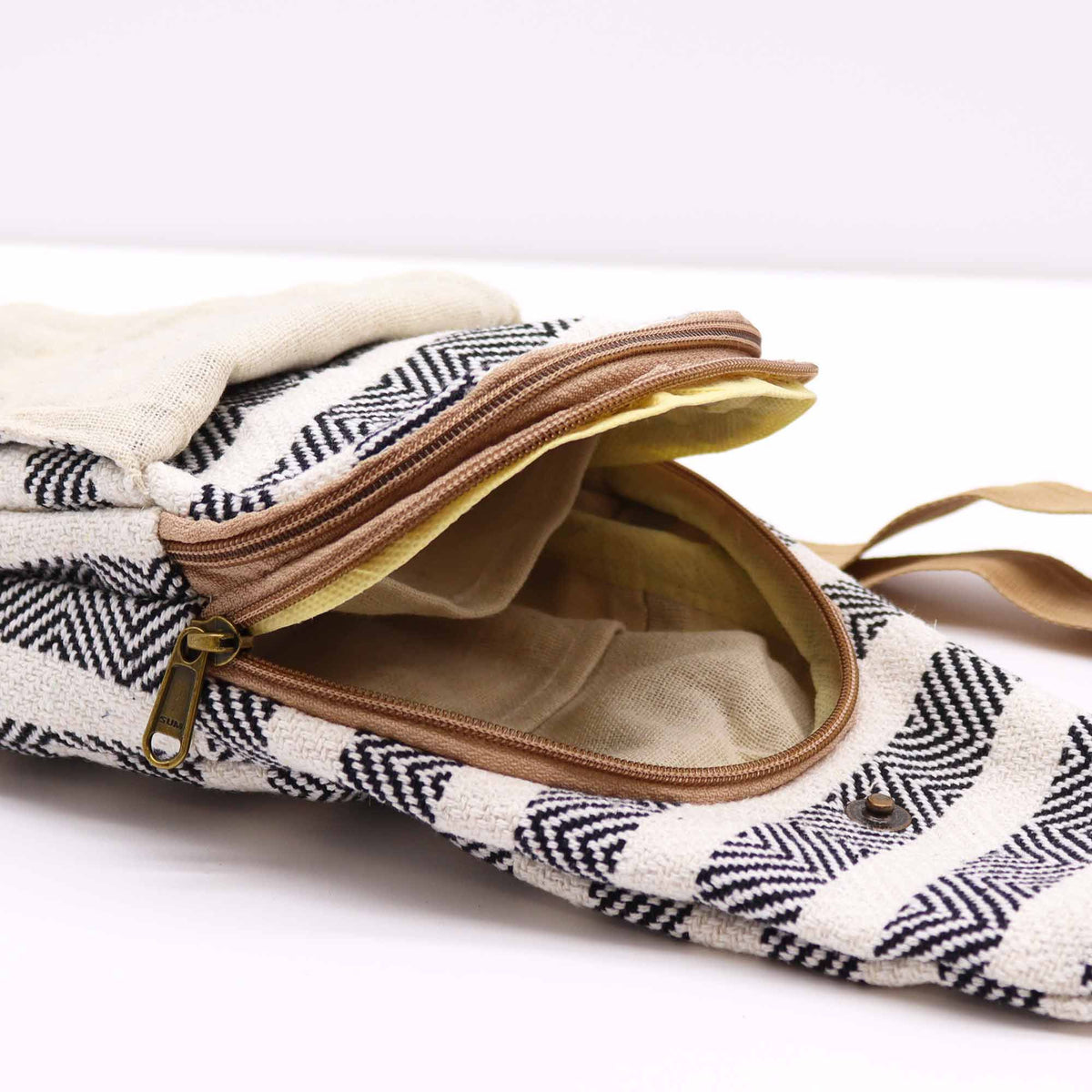 Bolso Bandolera de Algodon Natural - Blanco y Negro - Tienda Online de Productos Naturales y Ecológicos