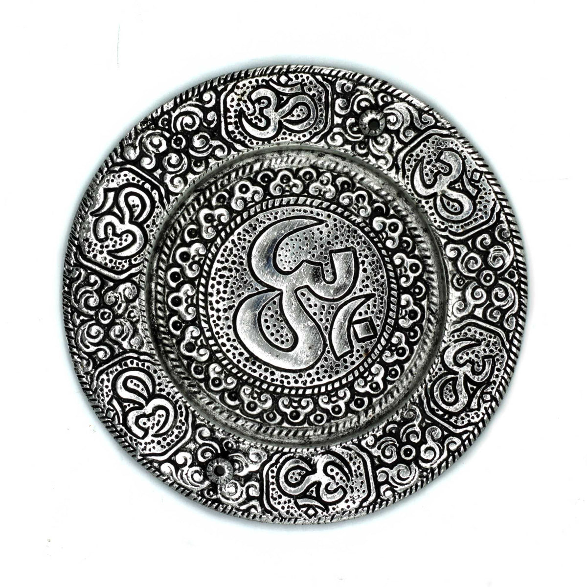 Porta Incienso Redondo Om Aluminio Pulido 11cm - Tienda Online de Productos Naturales y Ecológicos