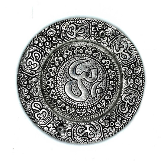 Porta Incienso Redondo Om Aluminio Pulido 11cm - Tienda Online de Productos Naturales y Ecológicos