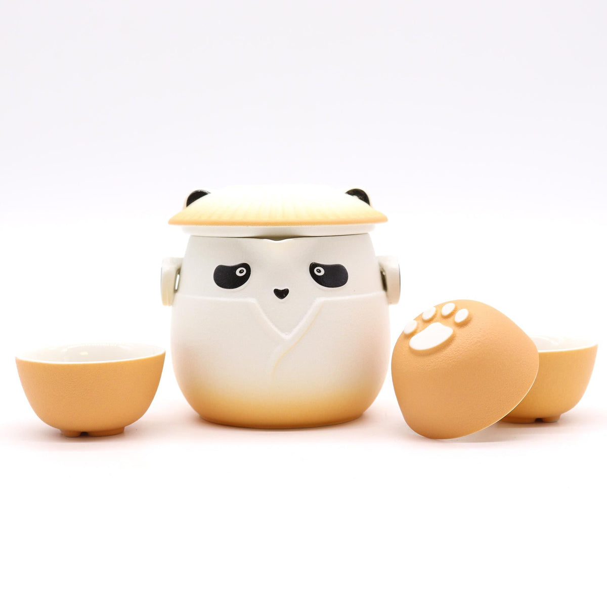 Juego de tetera Panda y tres tazas - Naranja - Tienda Online de Productos Naturales y Ecológicos