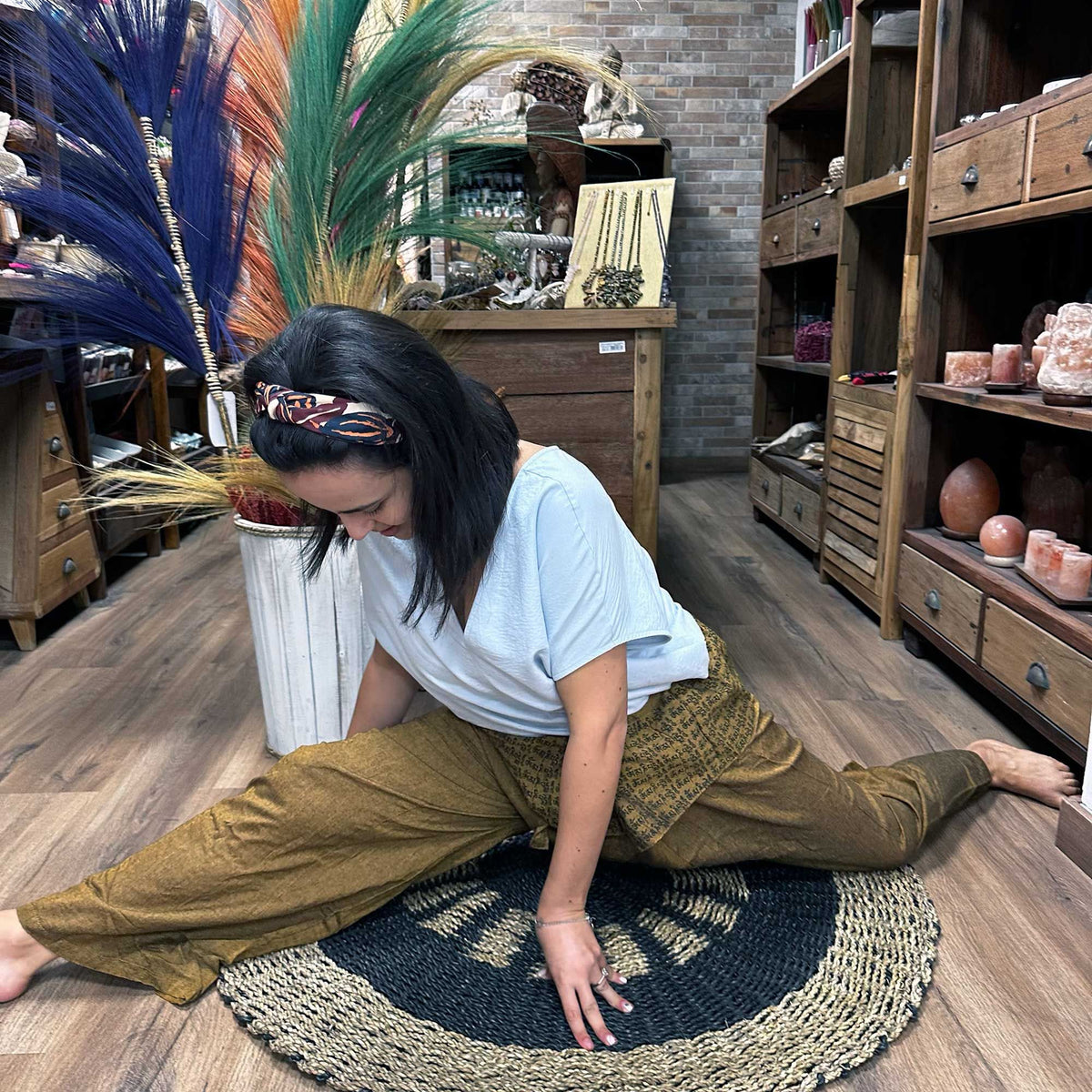 Pantalones de yoga y festivales - Mantra mandala del pescador tailandés en naranja - Tienda Online de Productos Naturales y Ecológicos