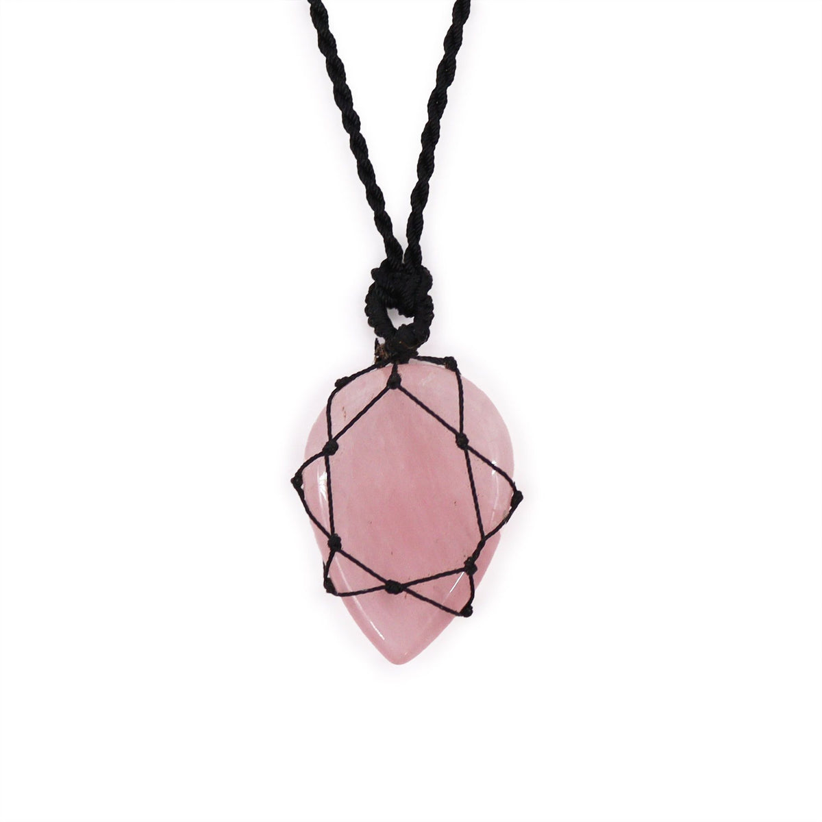 Colgante de lágrima de piedras preciosas entrelazada - Cuarzo rosa - Tienda Online de Productos Naturales y Ecológicos